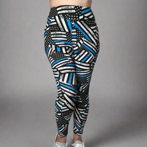 Police Flag Thin Blue Line Print Soft Leggings - Capri or Full Length